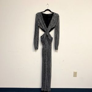 Shein silver sexy cutout evening dress